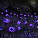 BeHiller Halloween Decorations Outdoor Solar Scary Eyeball Lights,2PACKS 12LED Green Eyeball Swaying Firefly Lights,Waterproof Solar Halloween Path Lights for Yard/Garden/Lawn/Party Decor