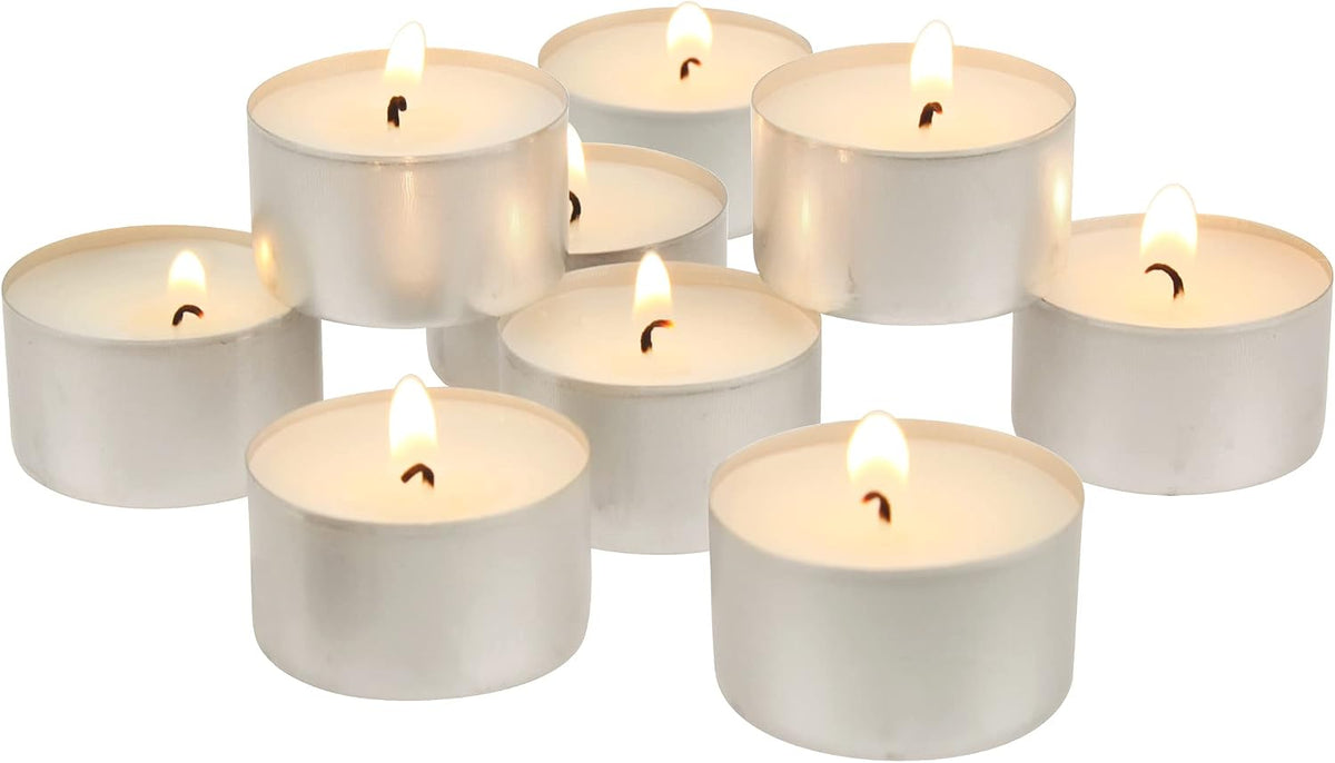 Stonebriar Unscented Long Burning White Tealight Candles, Bulk Pack, 6-7 Hour Burn Time, Smokeless Tealights for Parties, Weddings, Home, 100 Count