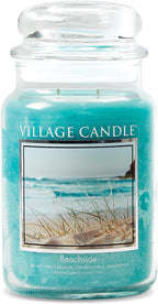 Village Candle Spiced Vanilla Apple, Large Glass Apothecary Jar Scented Candle, 21.25 oz, Ivory