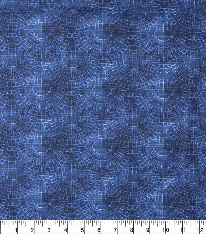 Blue Scalloped Tiles Quilt Cotton Fabric by Keepsake Calico