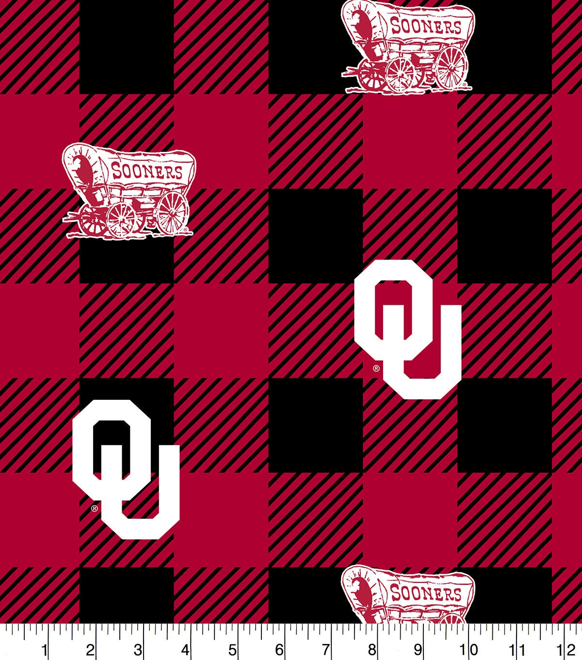Oklahoma Sooners Fleece Fabric Buffalo Check