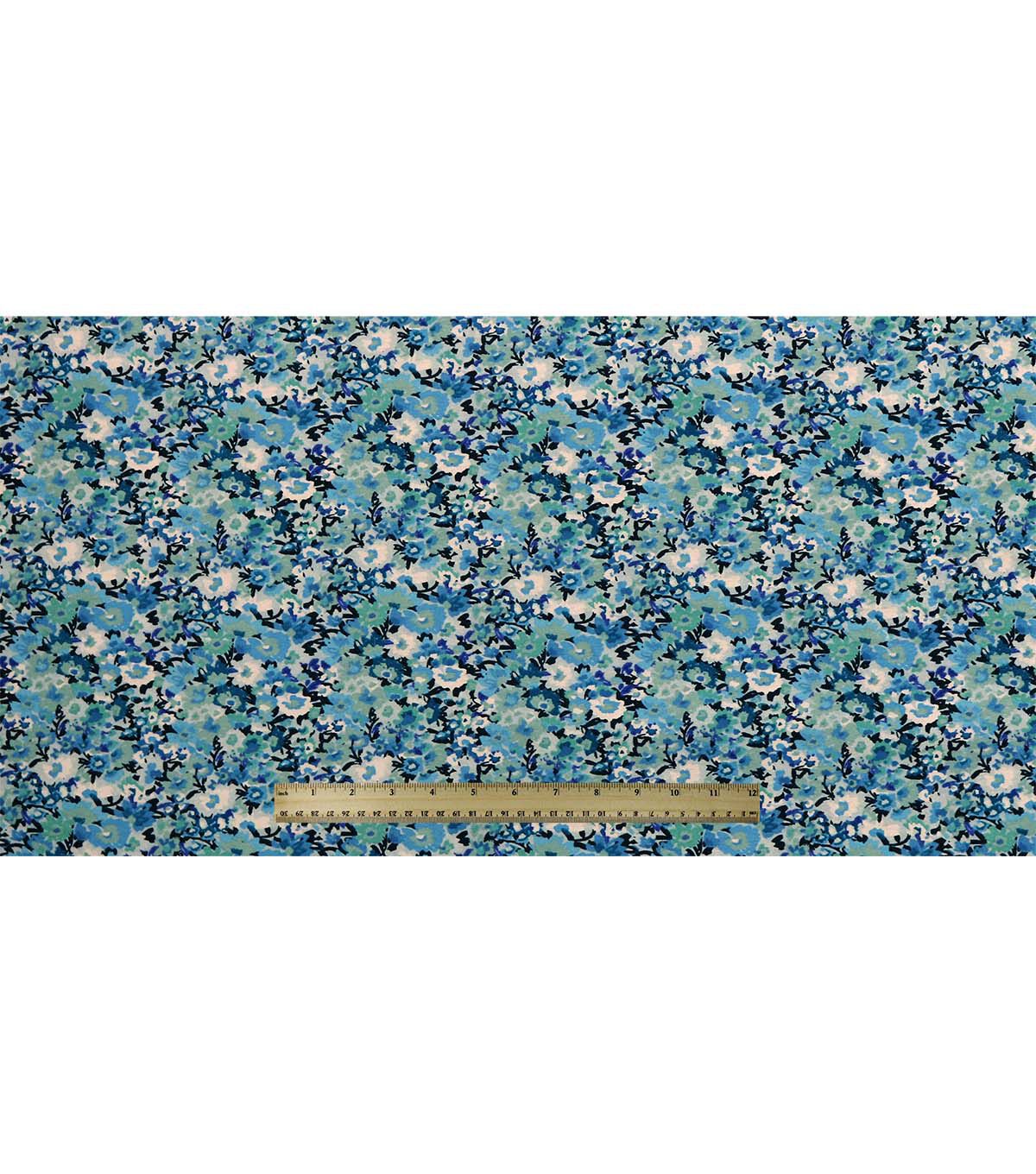 108 Blue Modern Floral Wide Flannel Fabric