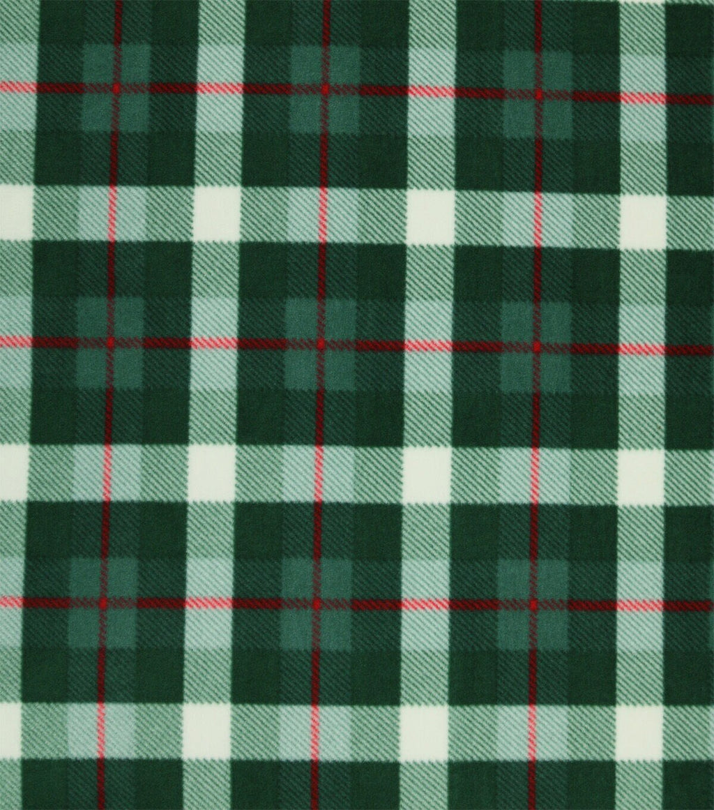 Green Plaid Anti Pill Fleece Fabric