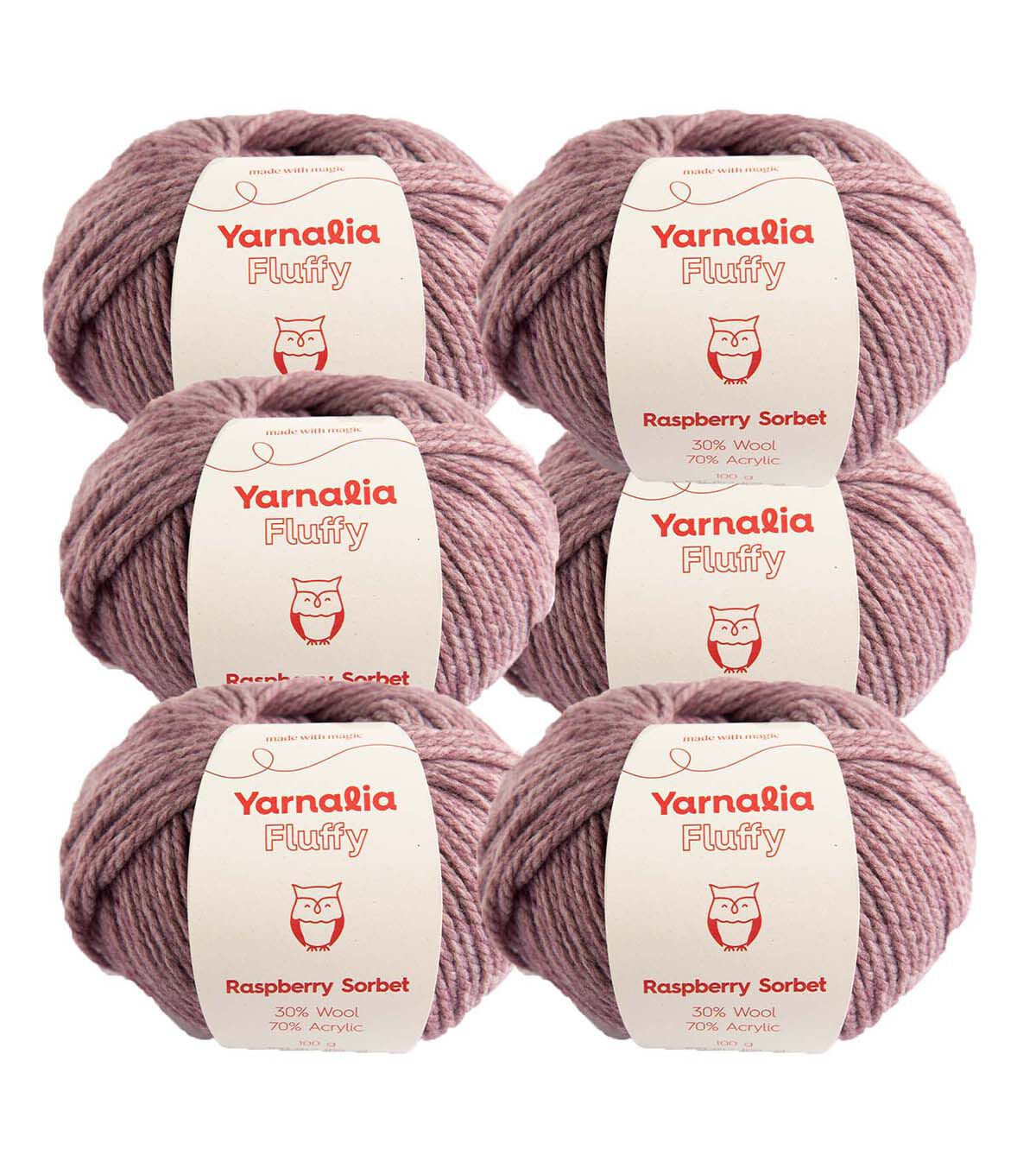 Yarnalia 109yds Bulky Fluffy Wool Acrylic Yarn 6 Bundle