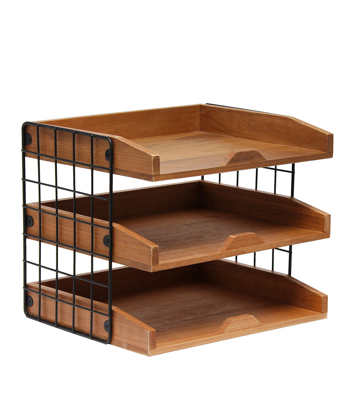 All The Rages Home Office Desk Organizer with 3 Shelves Natural Wood