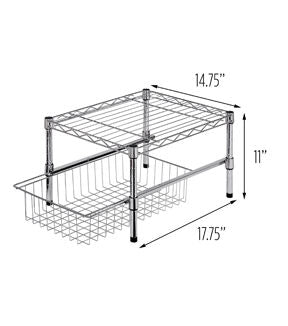 Honey Can Do 18 Chrome Stacking Cabinet Organizer Drawer