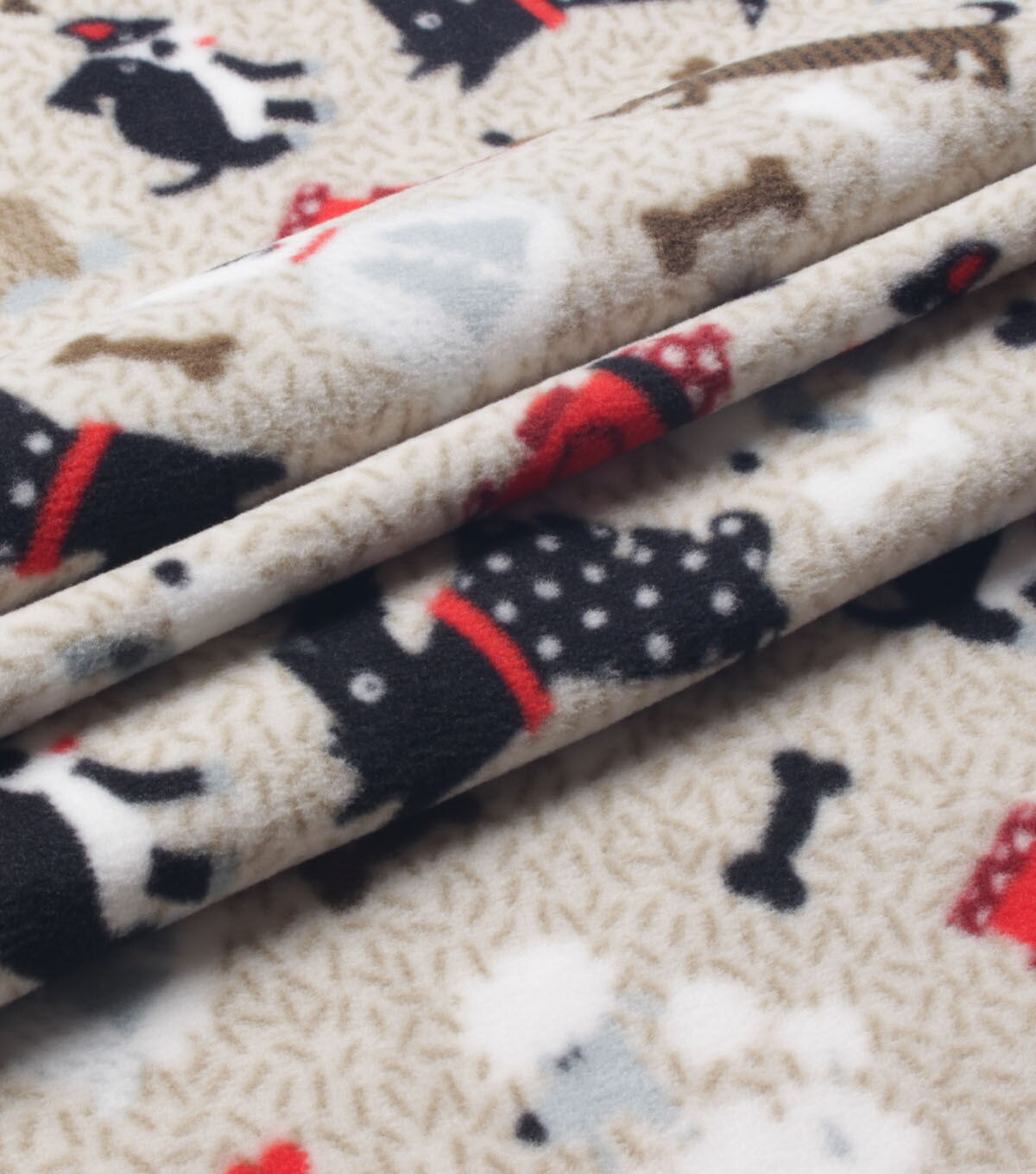 Whimsical Dogs on Tan Anti Pill Plush Fleece Fabric
