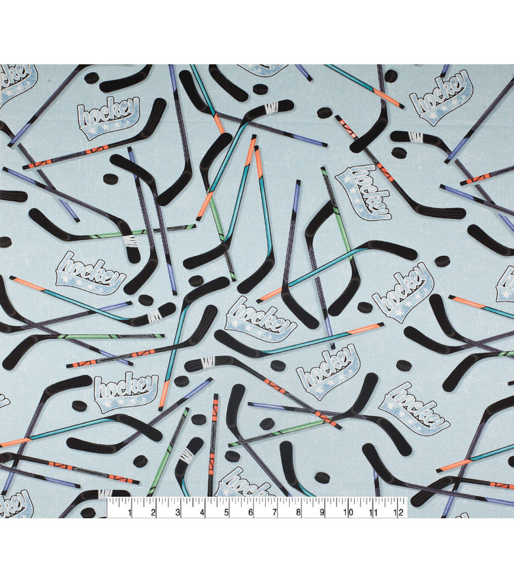 Novelty Cotton Fabric Hockey Ice Rink