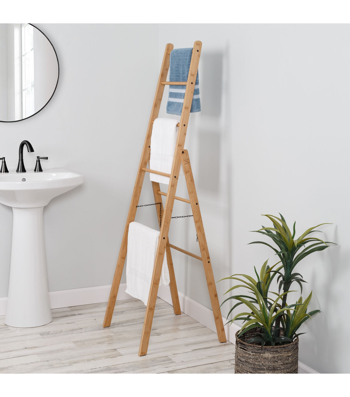 Honey Can Do 20.5 x 63 Natural Bamboo Folding Ladder Rack