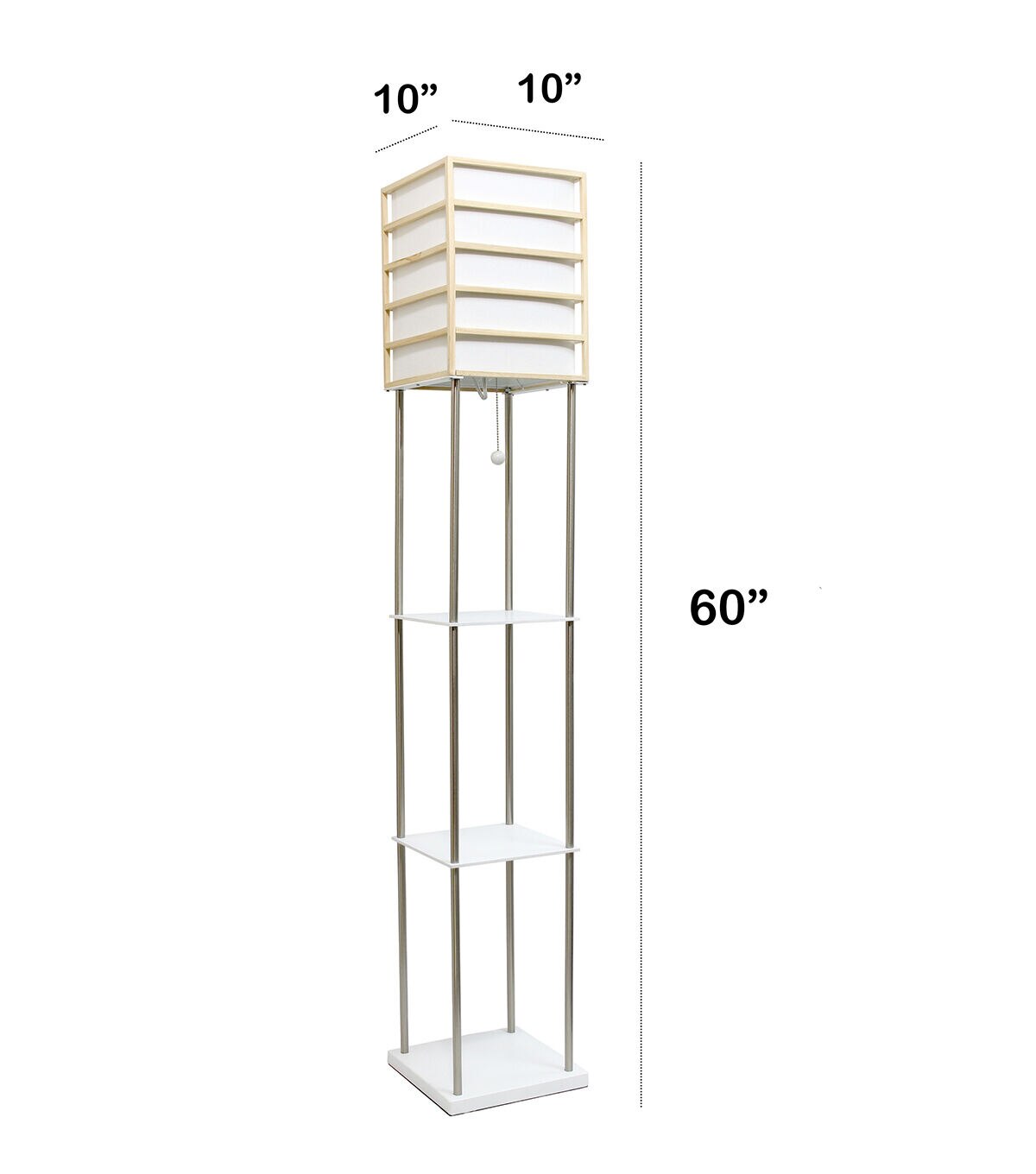 All The Rages 1 Light Metal Floor Lamp with Storage Shelves Light Wood