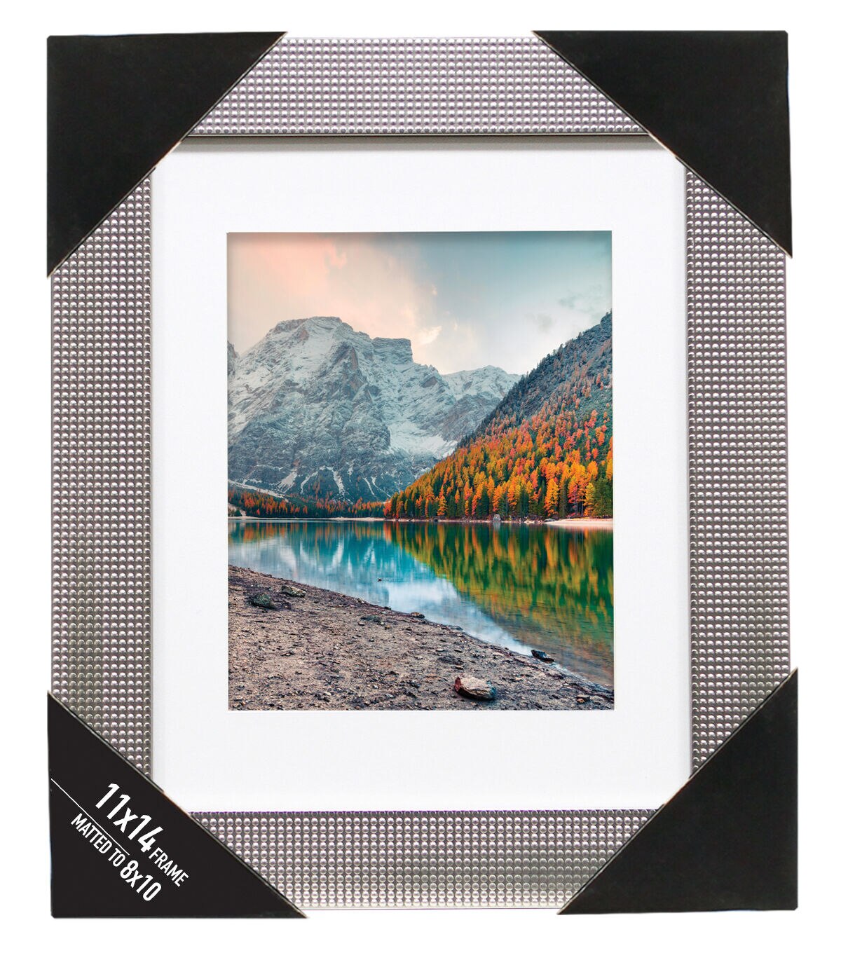 BP 11x14 Matted to 8x10 Silver Texture Bump Frame