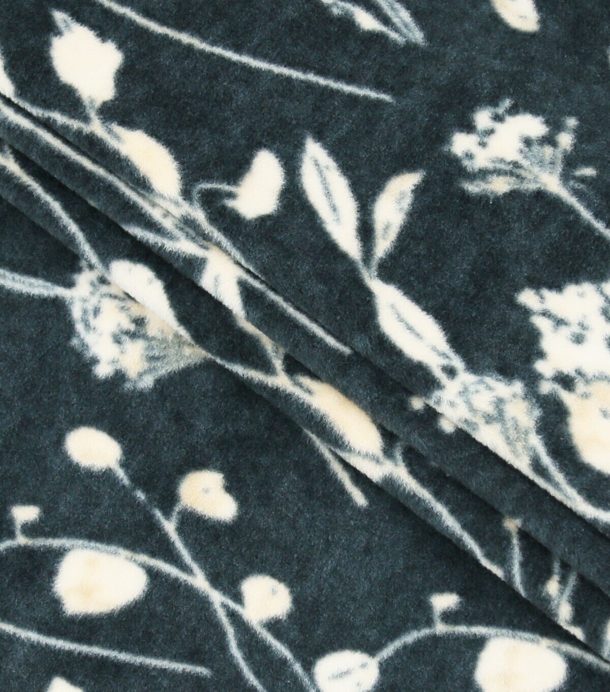 Black Floral Luxe Fleece Fabric