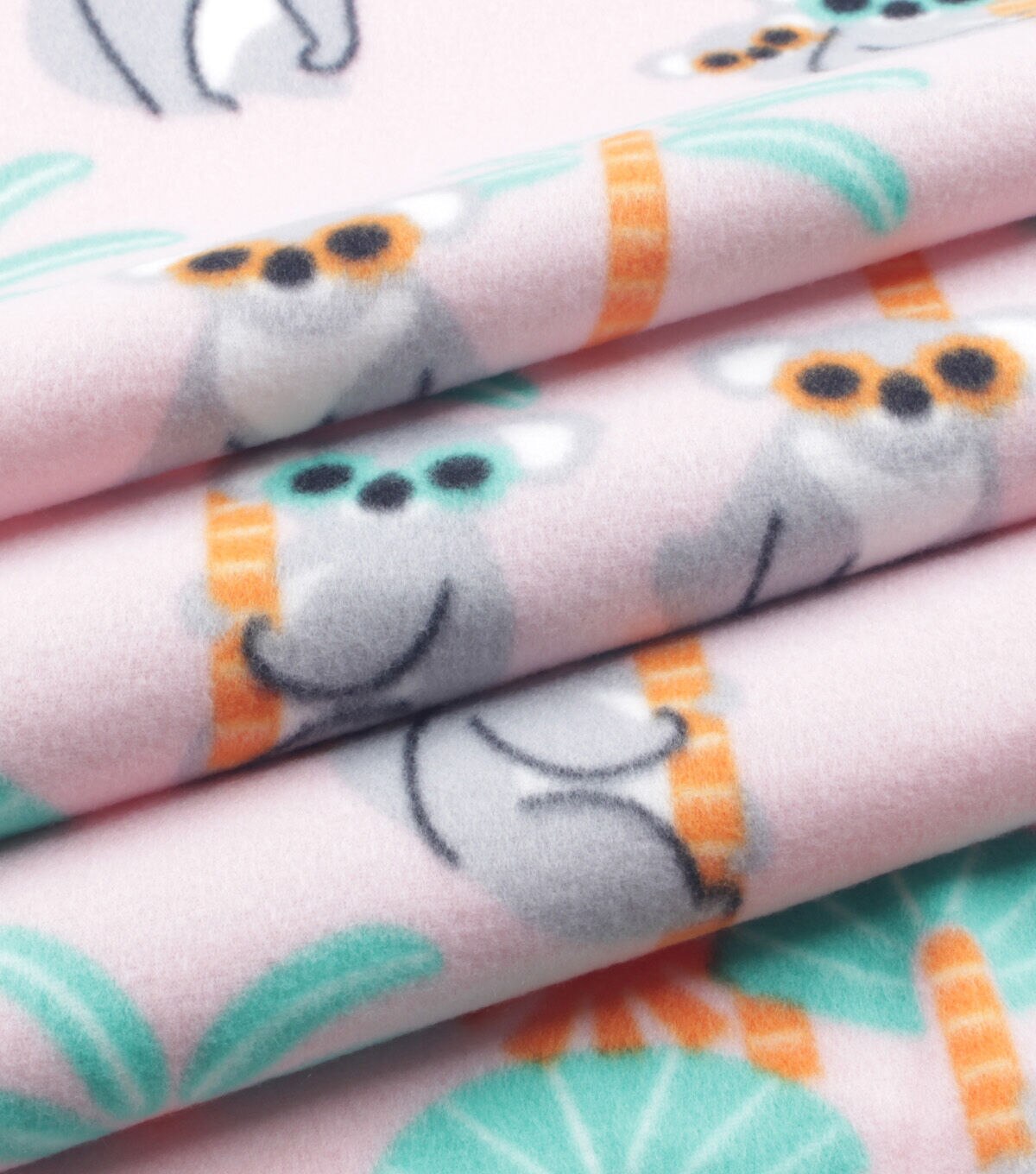 Koalas Palm Trees On Pink Blizzard Prints Fleece Fabric