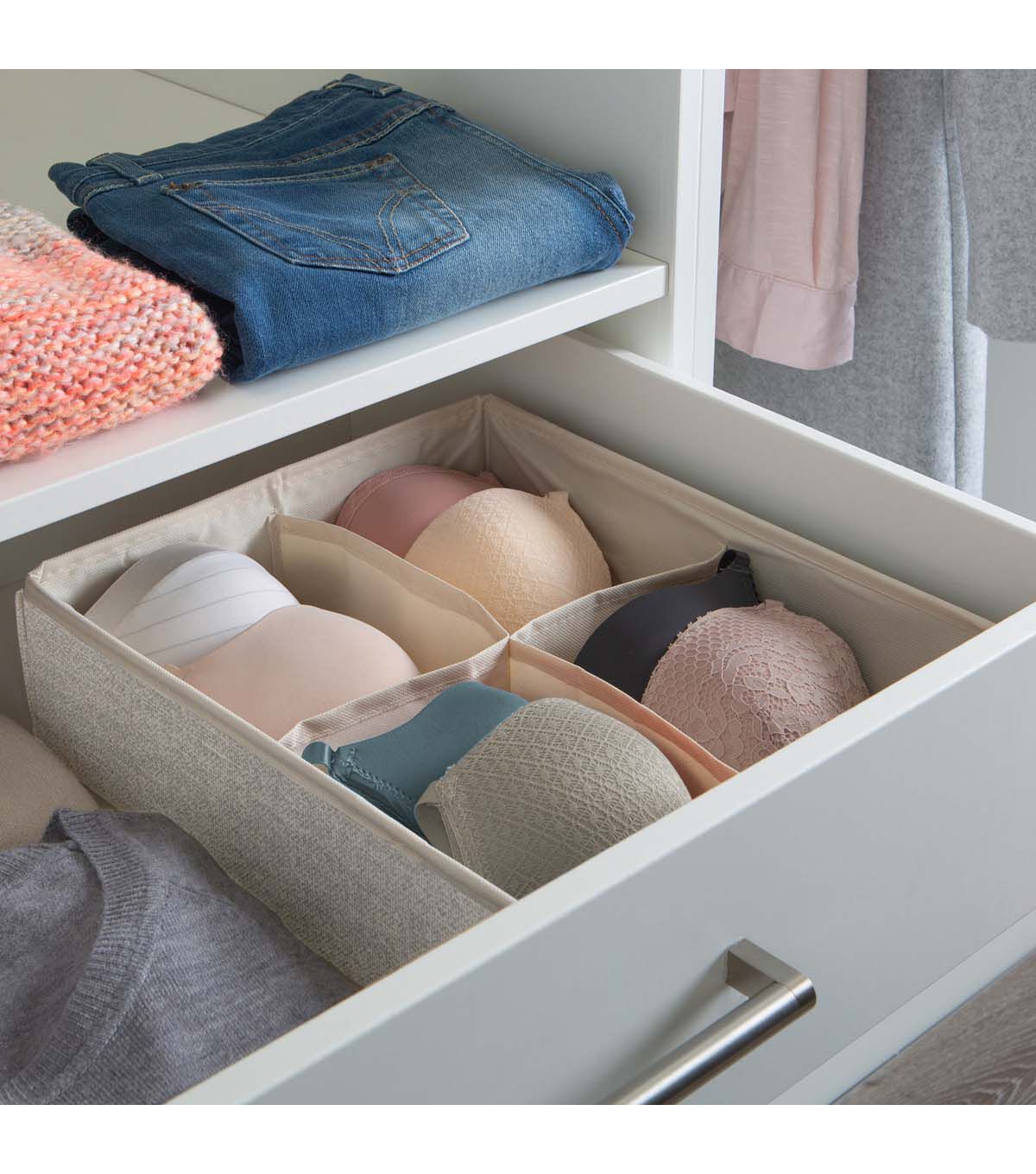 Simplify 14 Faux Jute 4 Compartment Drawer Organizer
