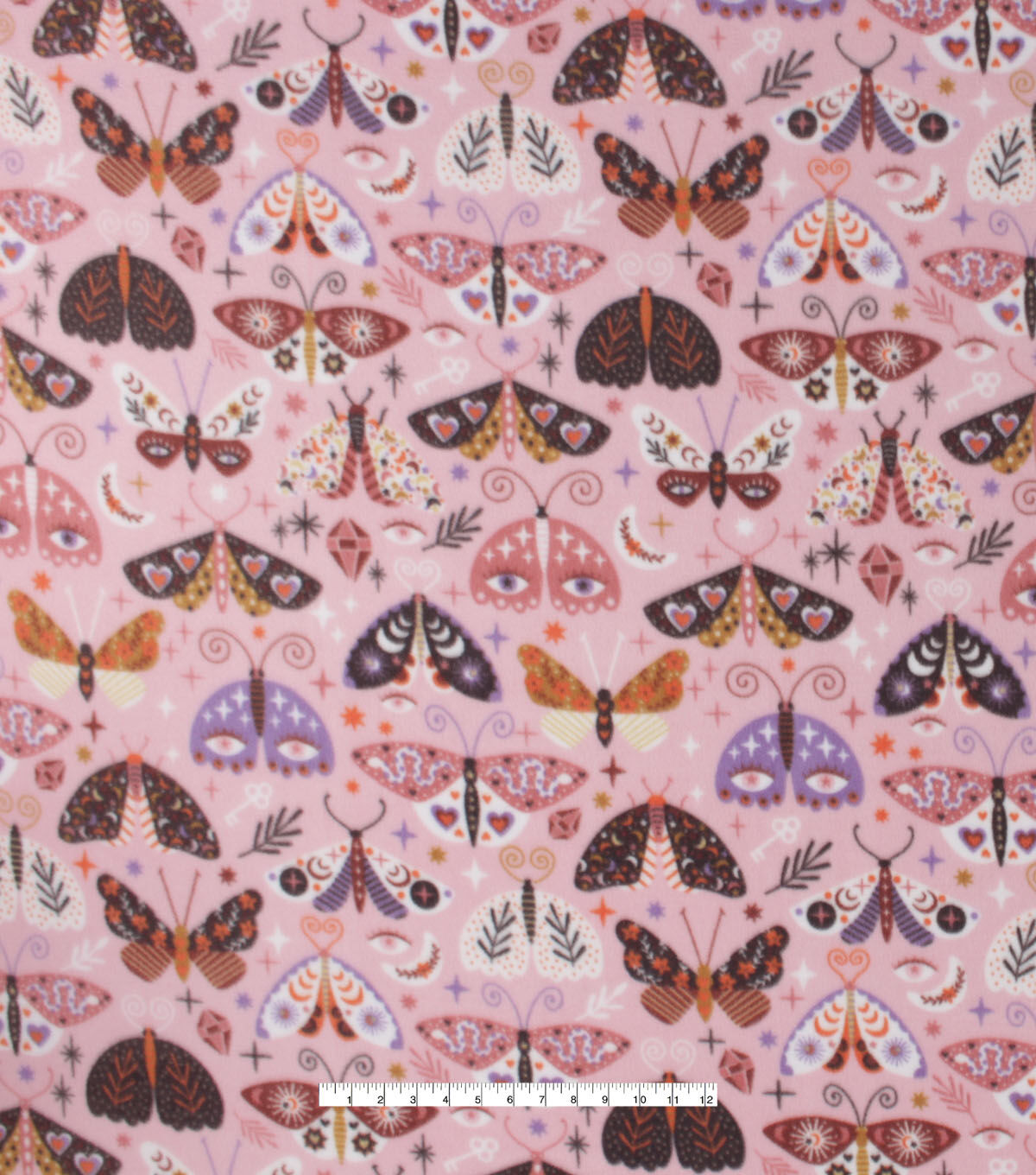 Pink & Orange Mystic Butterflies Anti Pill Fleece Fabric