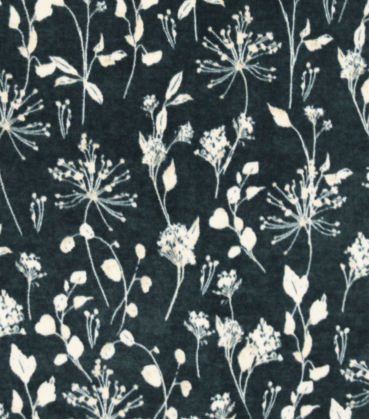 Black Floral Luxe Fleece Fabric