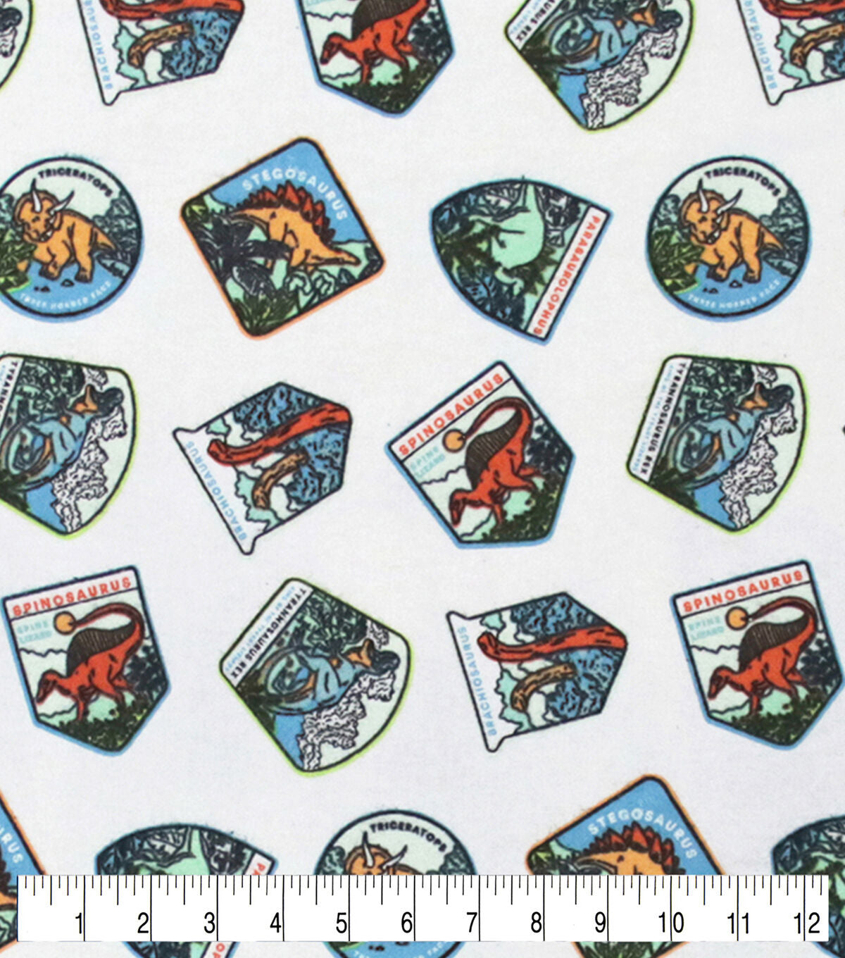 Dino Badges Super Snuggle Flannel Fabric