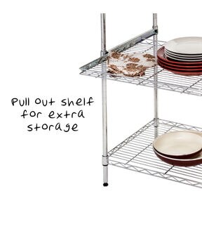 Honey Can Do 59 Chrome Wood Microwave Shelving Unit With Shelves