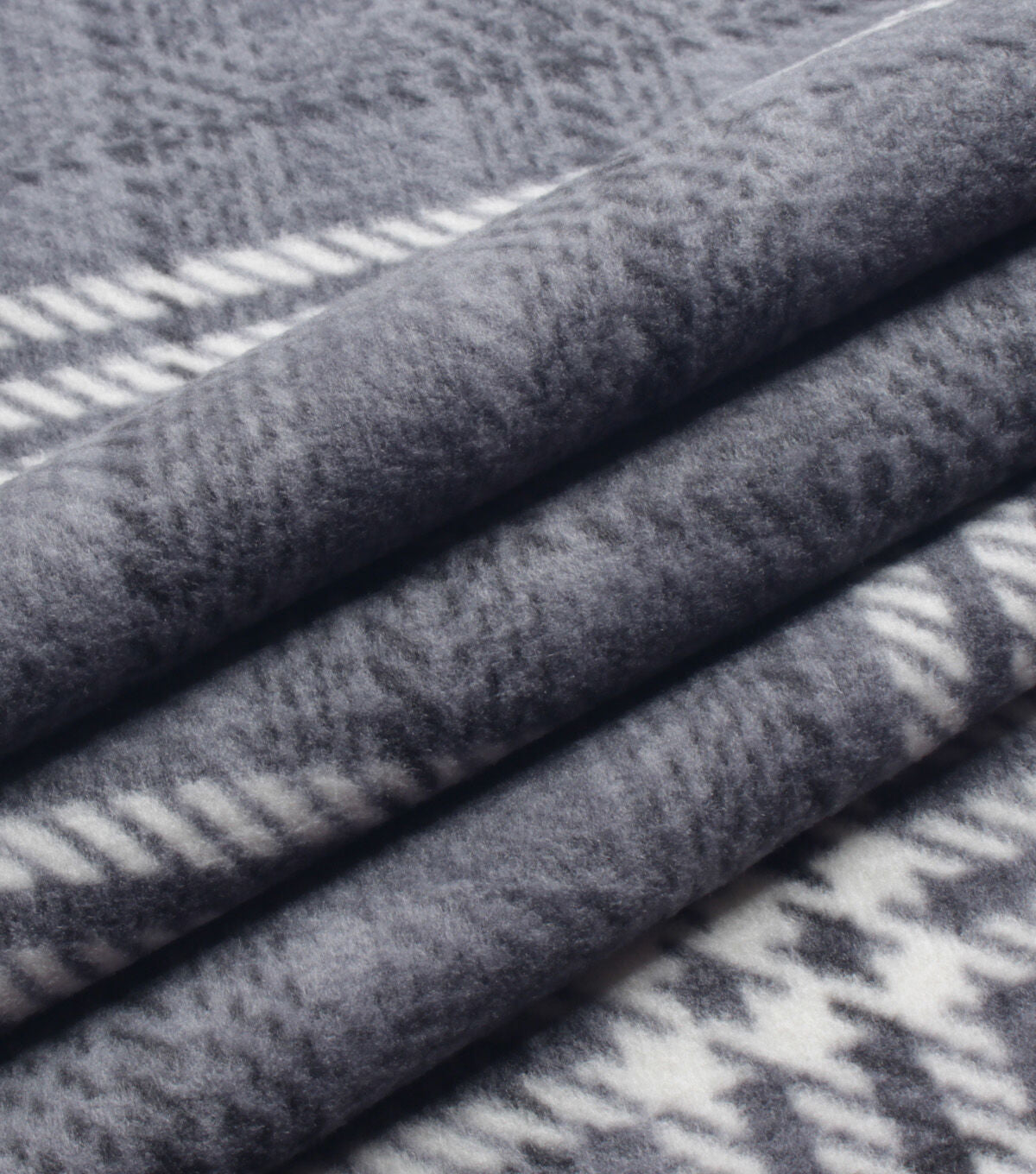 Gray Sweater Plaid Anti Pill Fleece Fabric