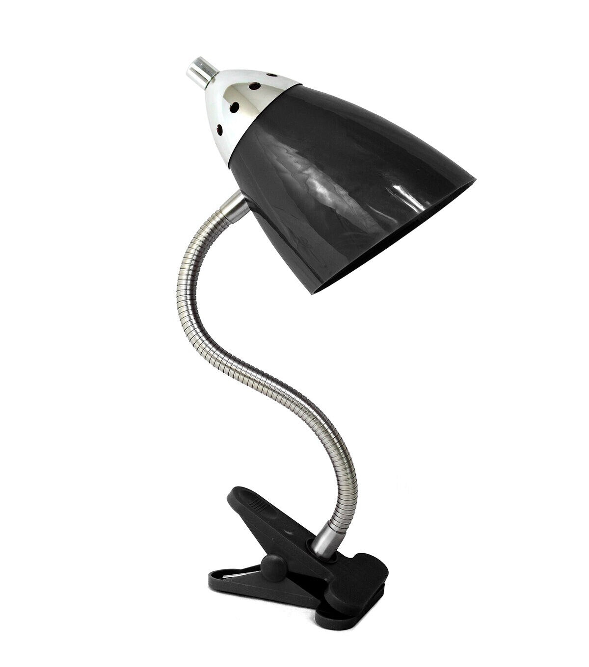 All The Rages Black Flossy Flexible Gooseneck Clip Light Desk Lamp