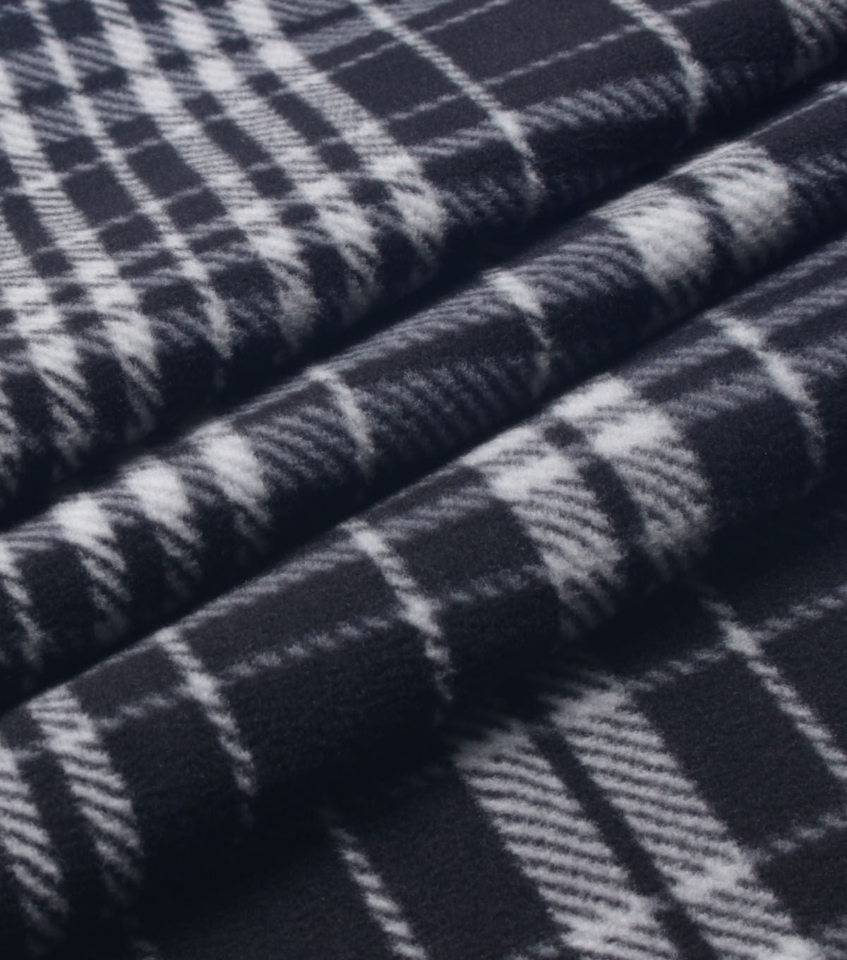 Black & White Plaid Anti Pill Plush Fleece Fabric
