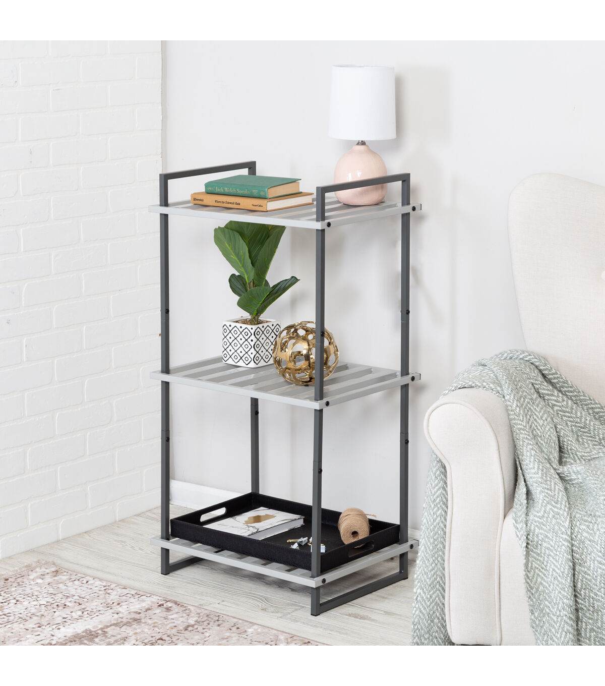 Honey Can Do 20 x 37.5 Gray Steel 3 Tier Metal Shelf