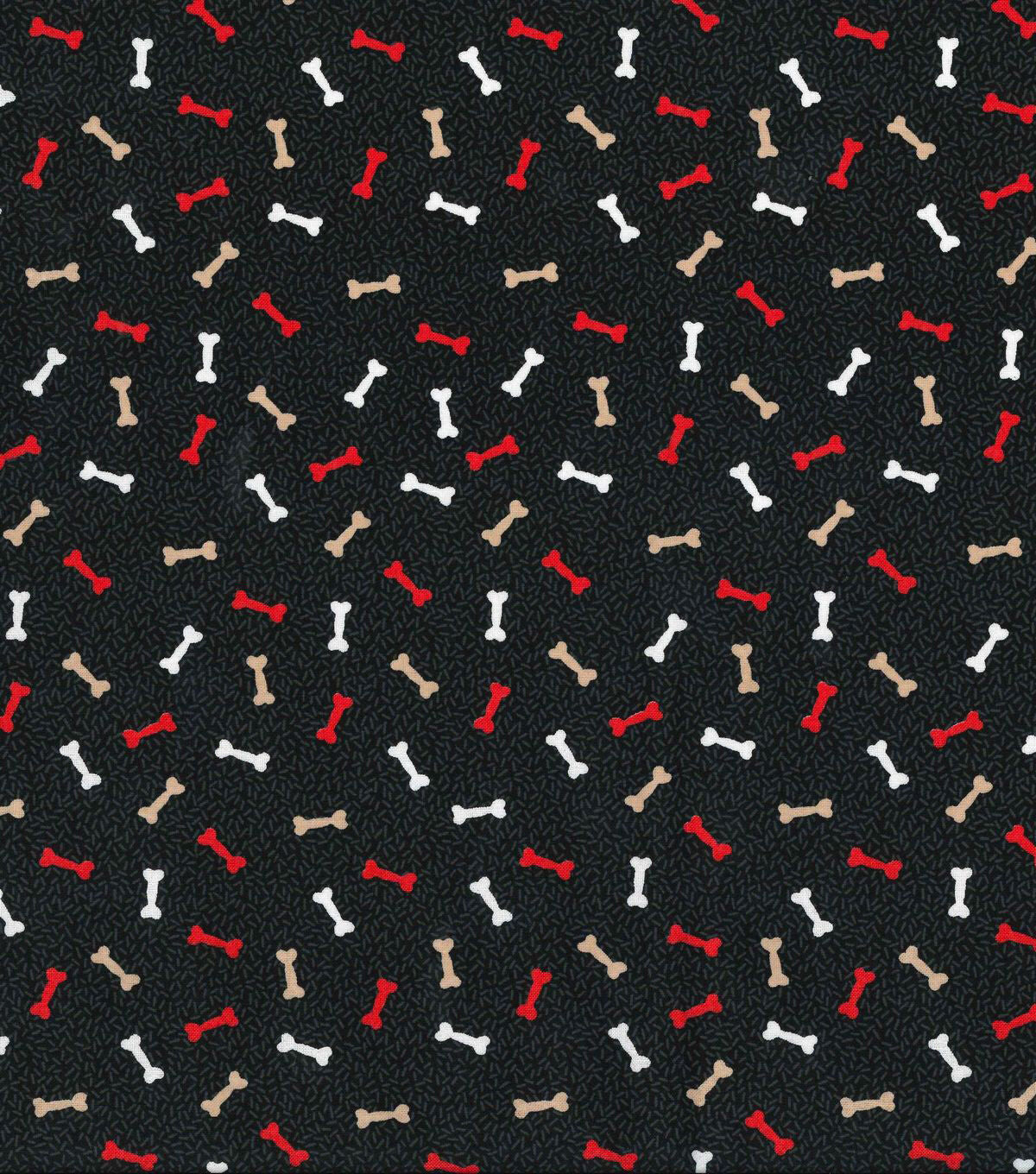 Novelty Cotton Fabric Mini Bones Blender on Black