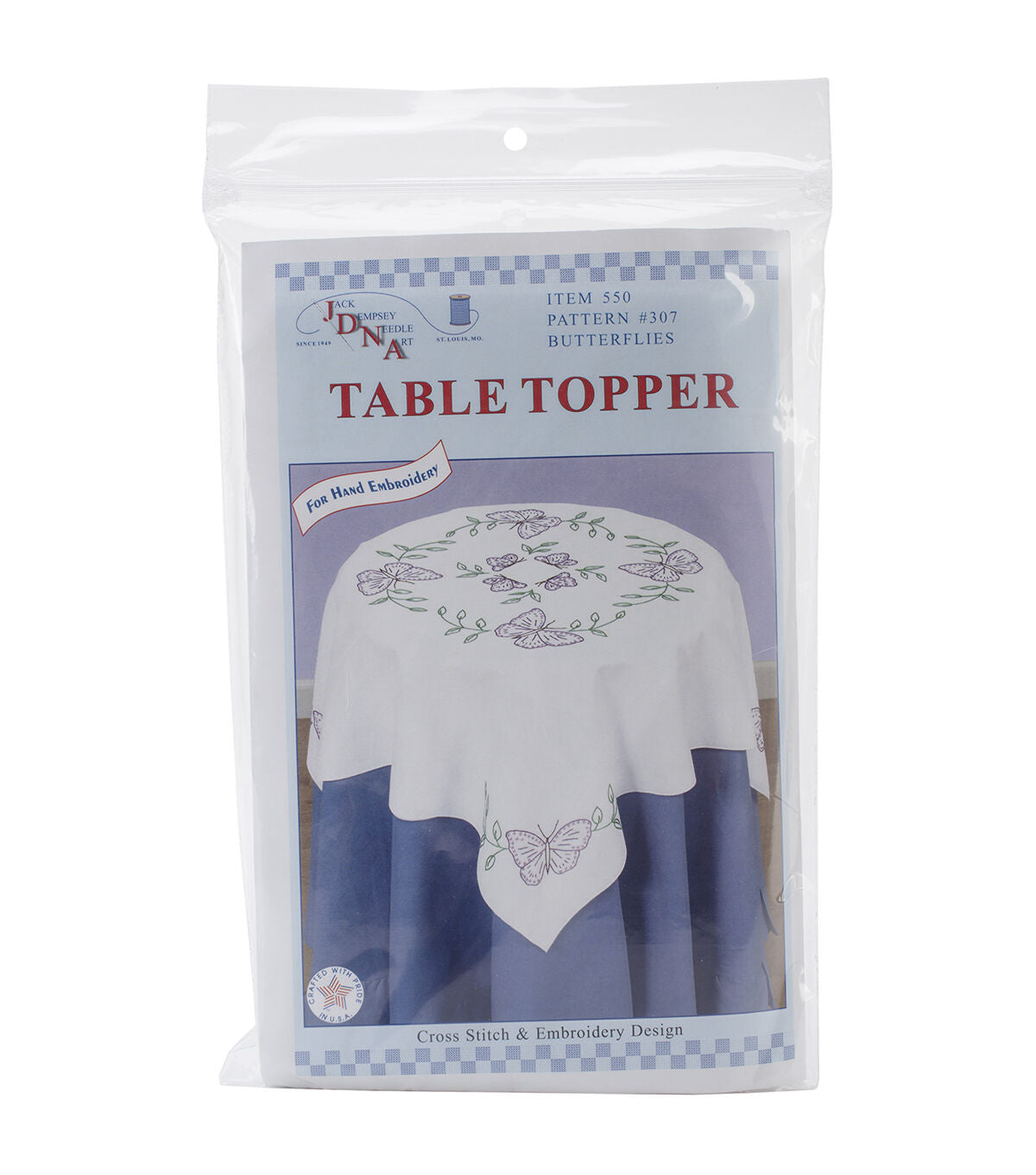 Jack Dempsey 35 Butterflies Stamped Perle Edge Table Topper