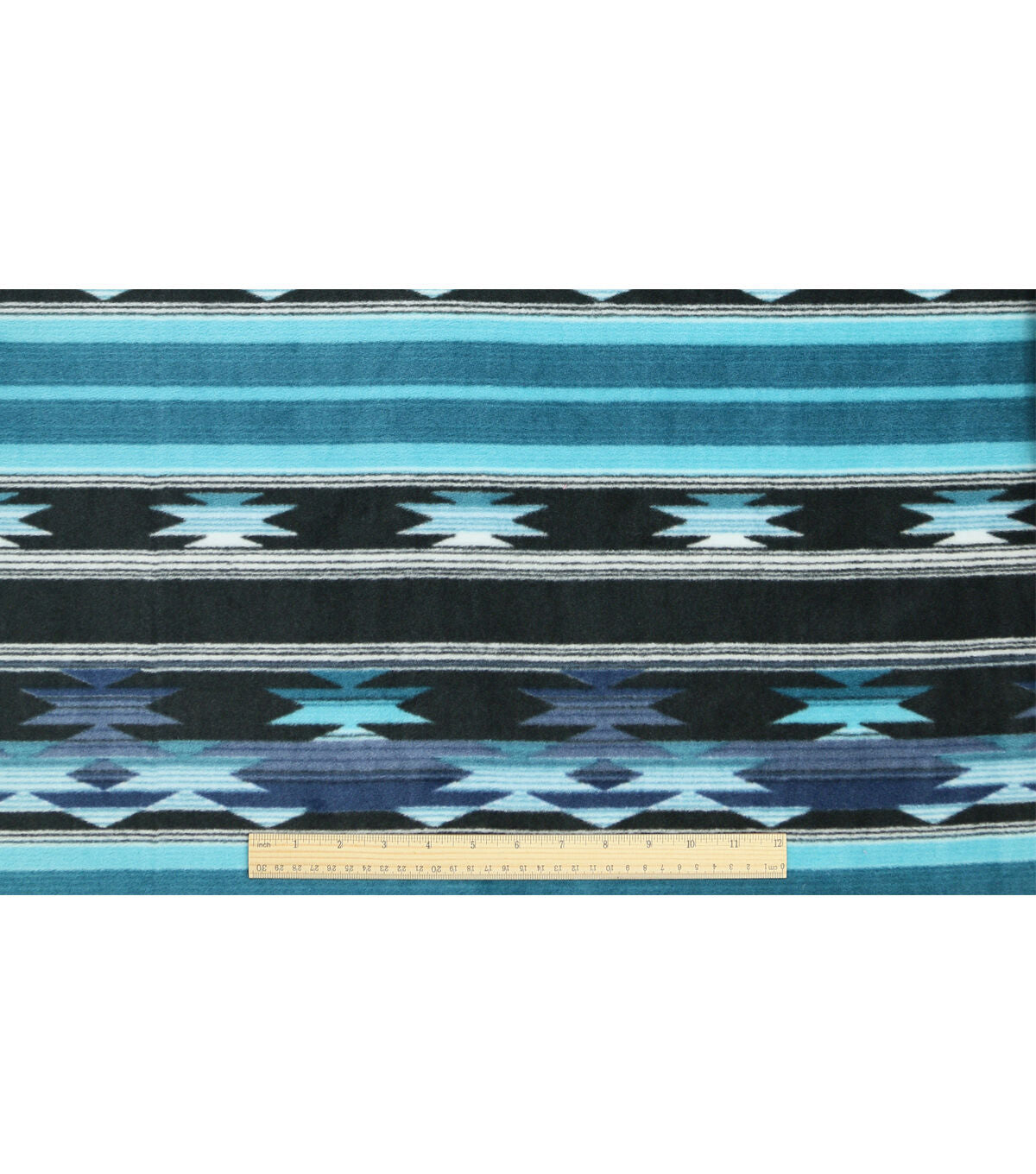 Blue Aztec Luxe Fleece Fabric
