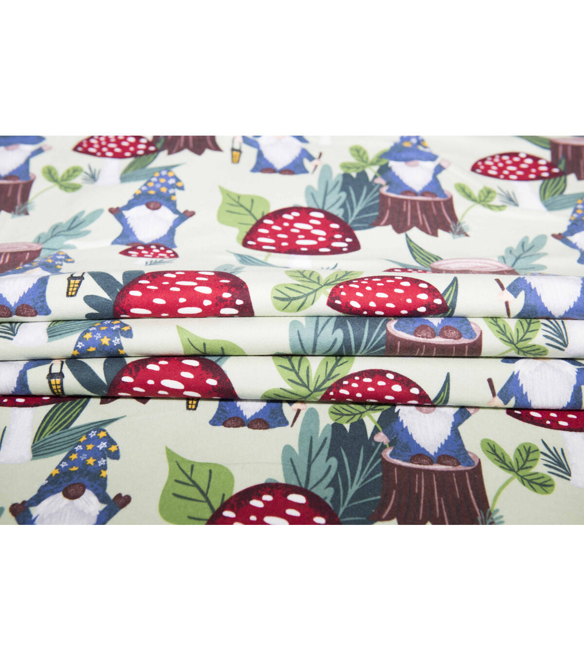 Super Snuggle Gnome & Mushrooms Flannel Fabric
