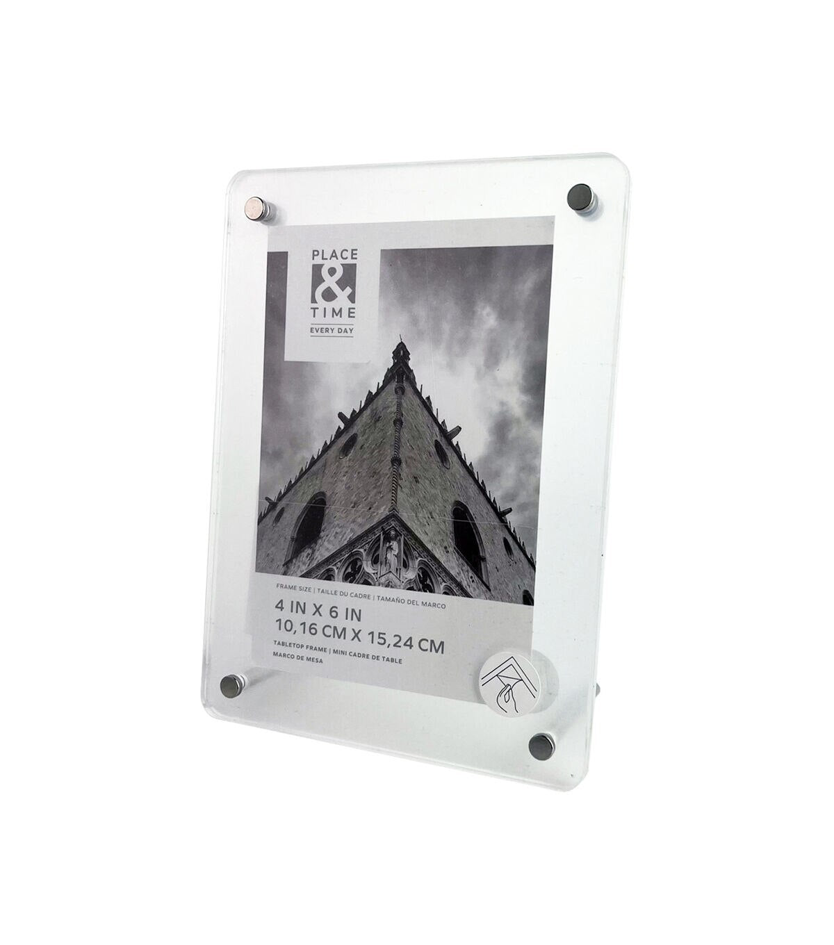 4 x 6 Acrylic Tabletop Picture Frame With Metal Legs by Place & Time