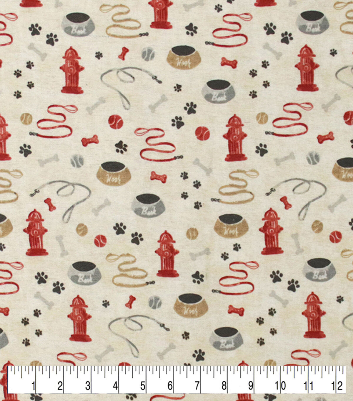 Dog Icons Tan Super Snuggle Flannel Fabric