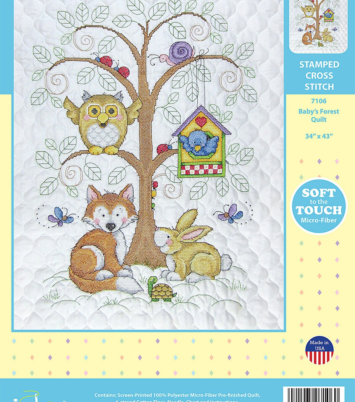 Design Works 34 x 43 Baby's Forest Baby Quilt Cross Stitch Kit