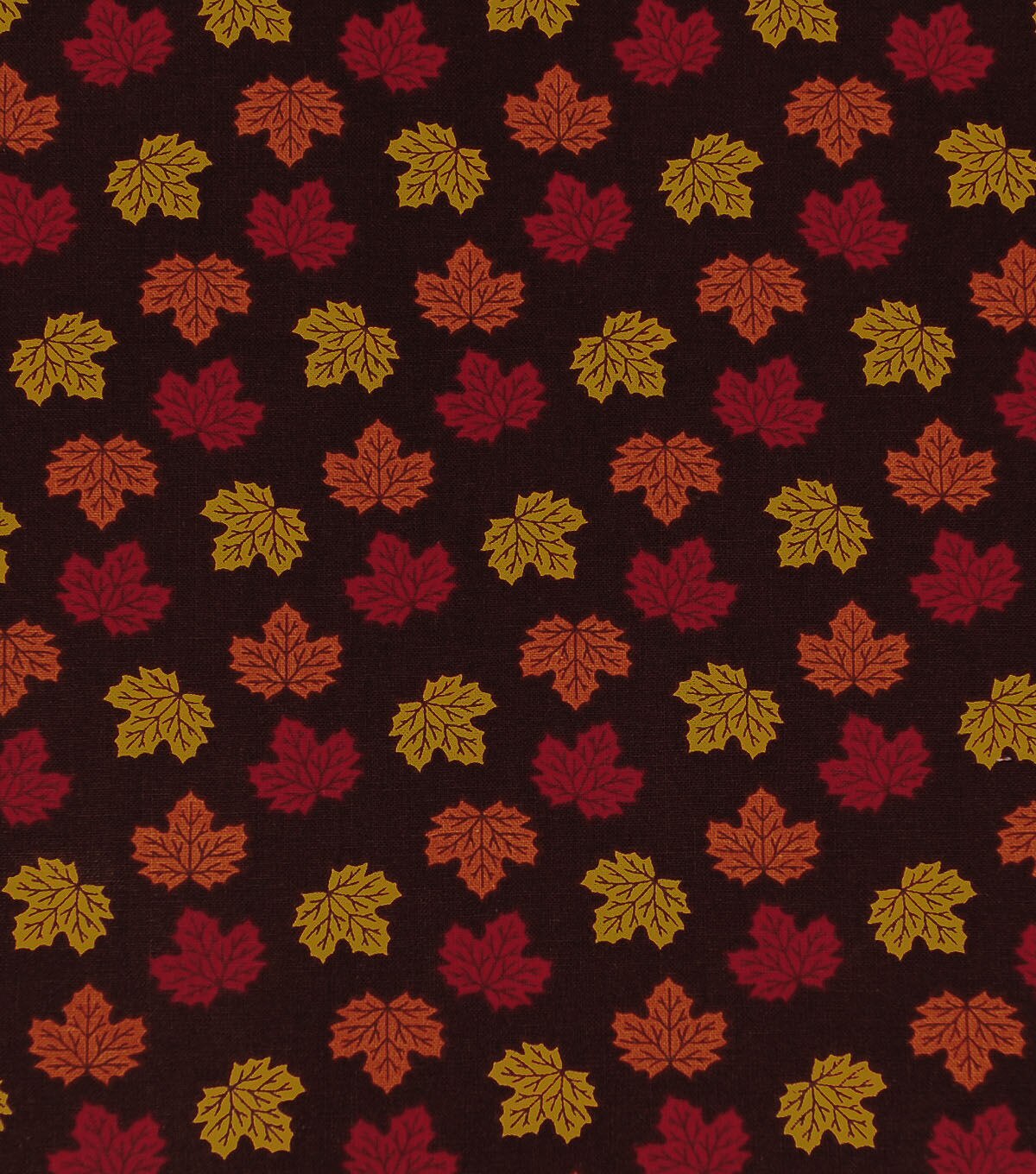 Brown Mini Tossed Leaves Harvest Cotton Fabric