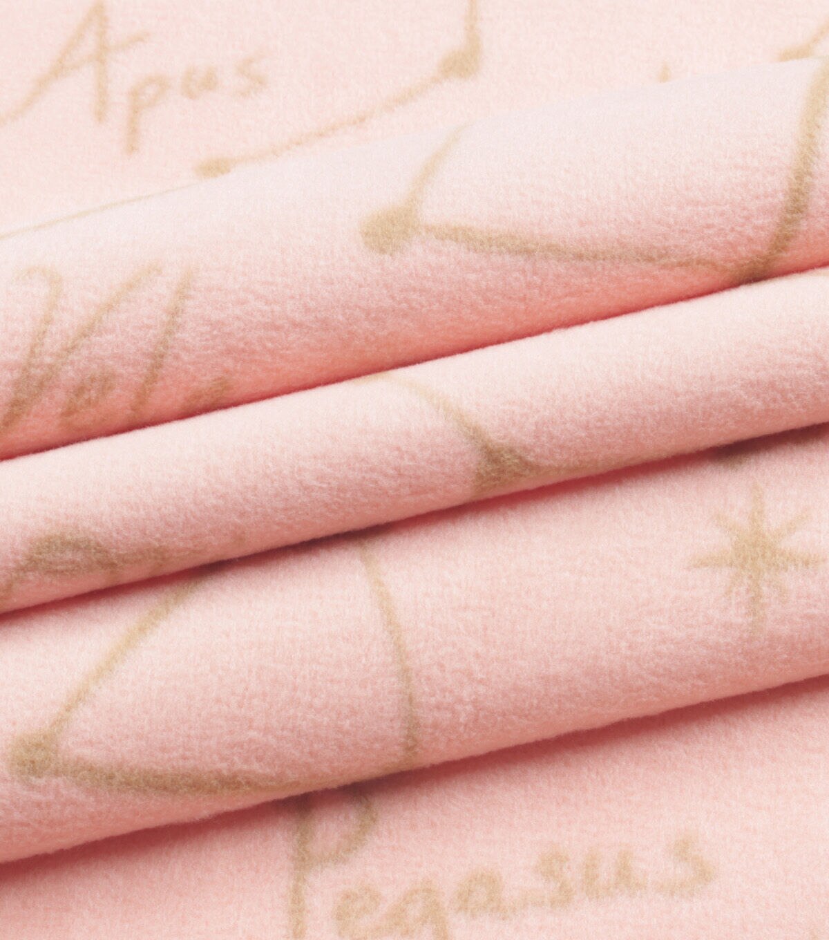 Gold Constellations on Pink Anti Pill Fleece Fabric