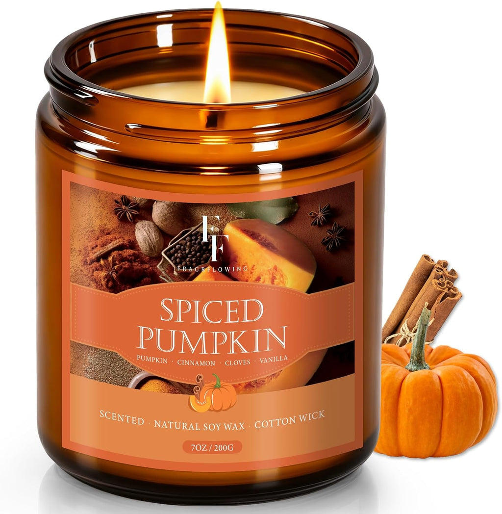 Fall Candles Set, 4 Pack Candles for Home Scented Natural Soy Wax, Autumn Gifts Set for Women Men, Fall Fragrance of Pumpkin/Cinnamon/Vanilla Cupcake/Apple