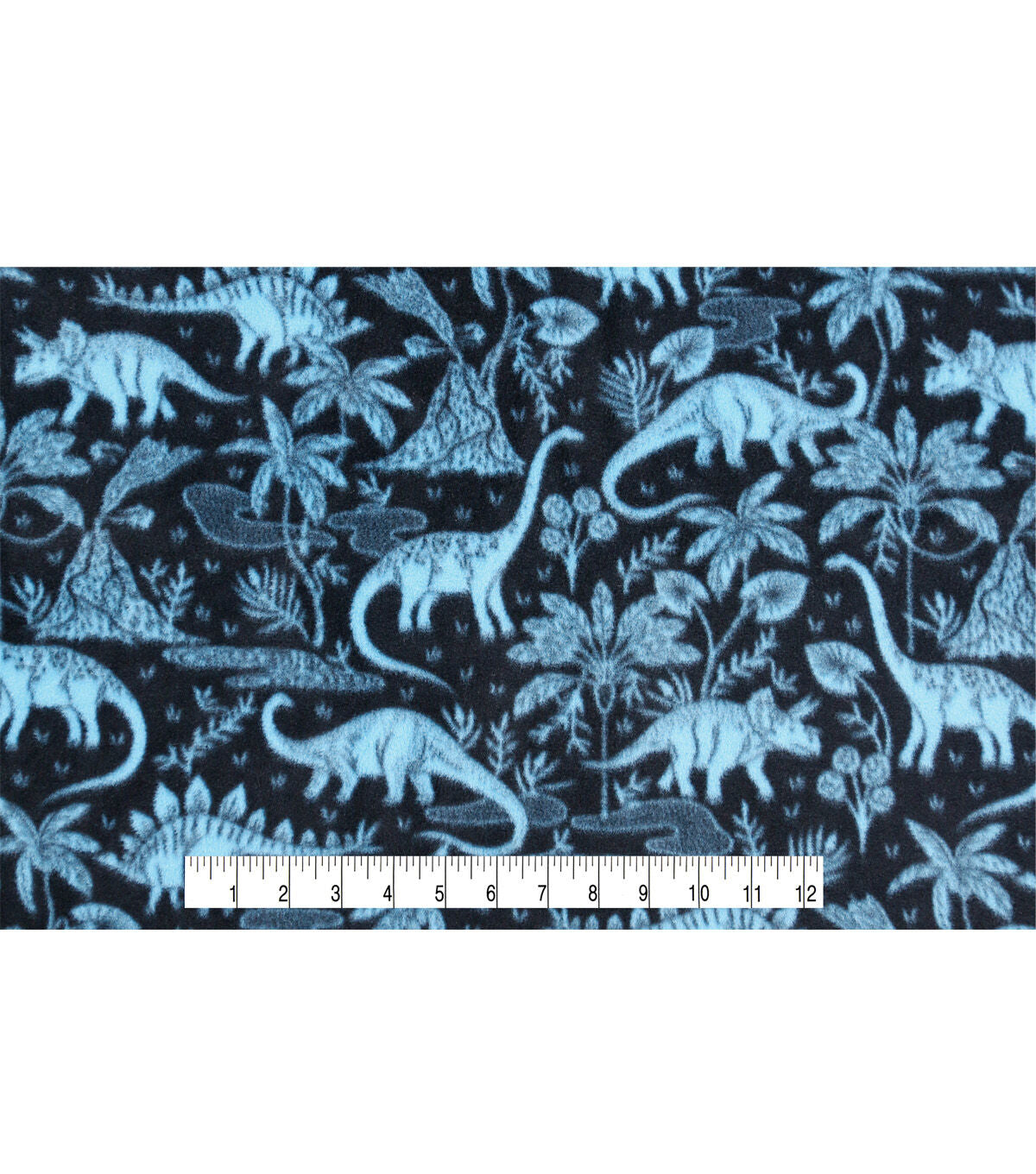 Blue Dino Scenic Anti Pill Fleece Fabric