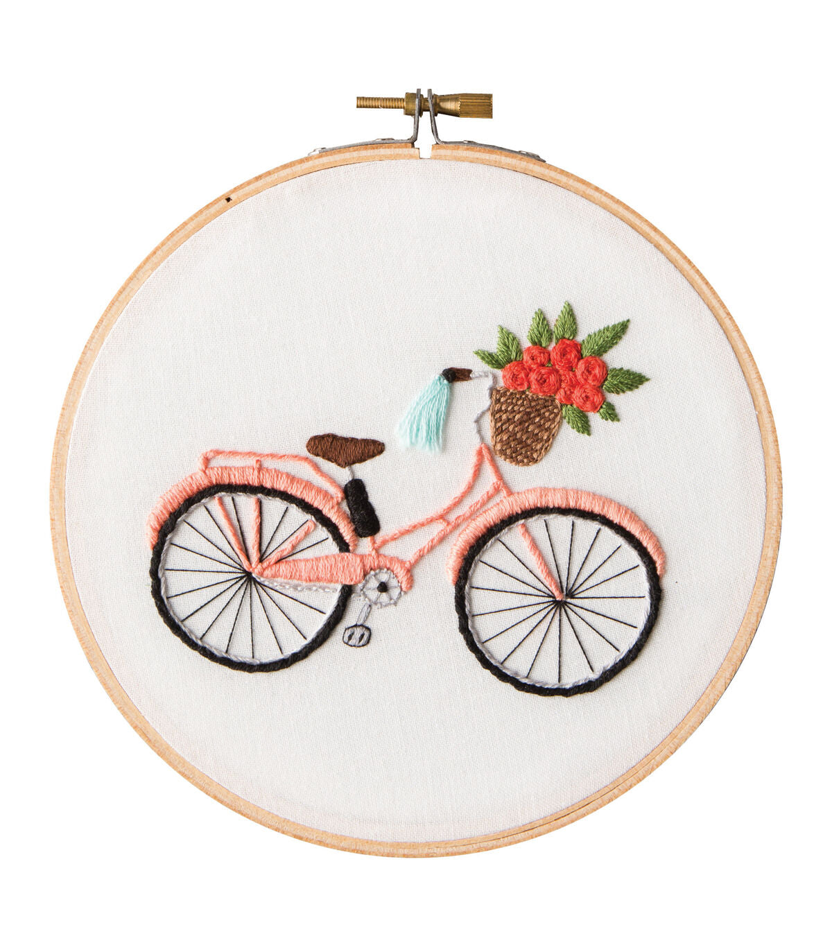 Leisure Arts 6 Bicycle Ride on White Embroidery Kit