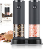 Electric Salt and Pepper Grinder Set Automatic Battery Pepper Mill Shakers Adjustable Coarseness Upgraded Larger Capacity with Led Home and Kitchen Appliances White Elephant Gifts for Women Men