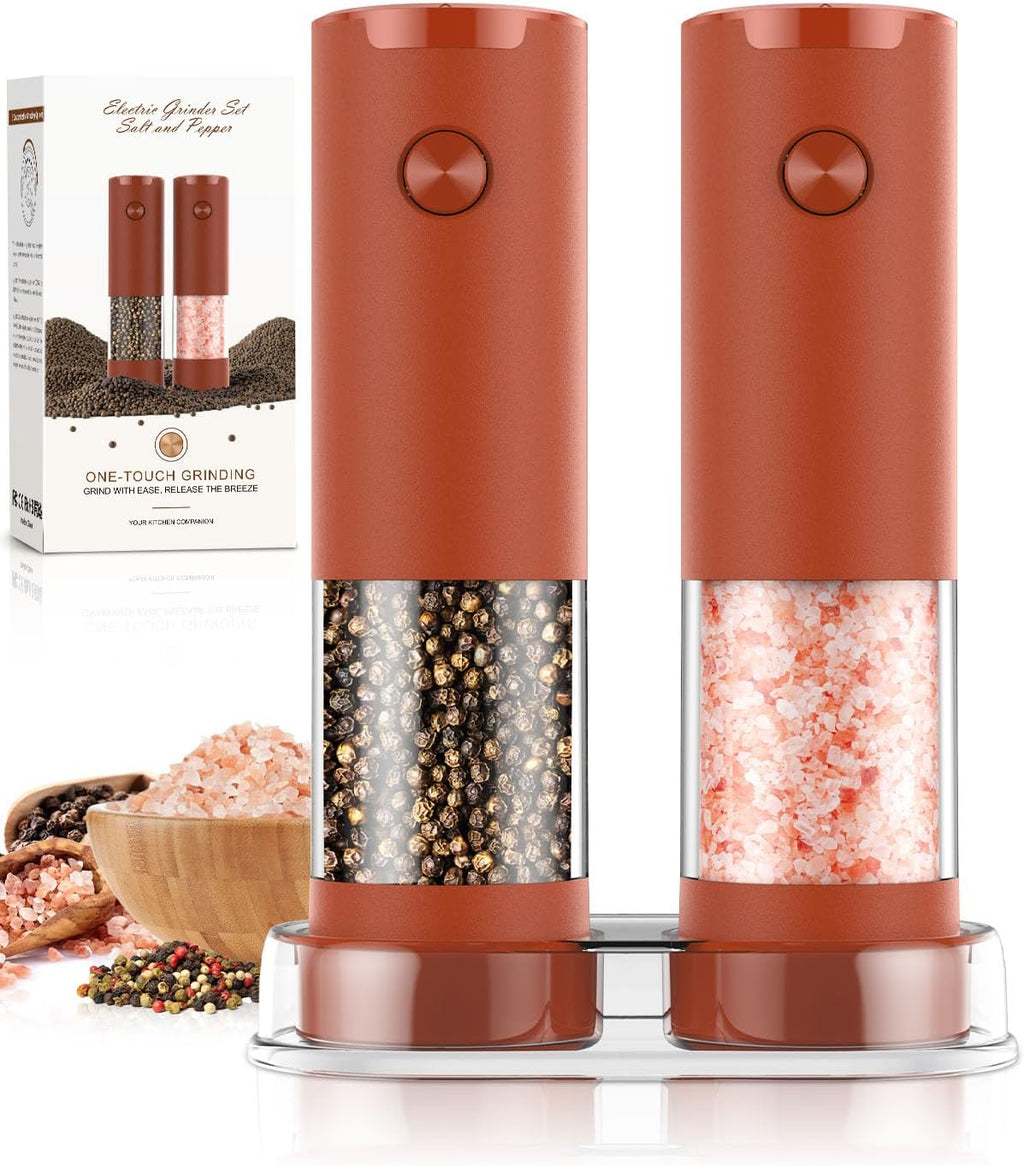Electric Salt and Pepper Grinder Set Automatic Battery Pepper Mill Shakers Adjustable Coarseness Upgraded Larger Capacity with Led Home and Kitchen Appliances White Elephant Gifts for Women Men