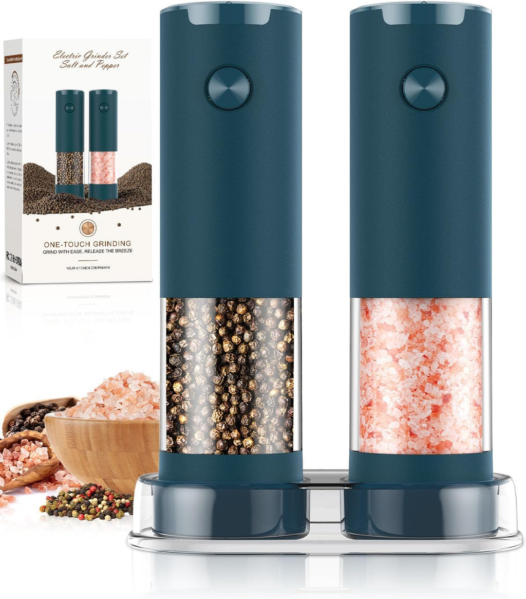 Electric Salt and Pepper Grinder Set Automatic Battery Pepper Mill Shakers Adjustable Coarseness Upgraded Larger Capacity with Led Home and Kitchen Appliances White Elephant Gifts for Women Men