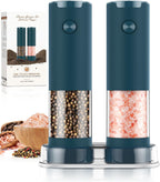 Electric Salt and Pepper Grinder Set Automatic Battery Pepper Mill Shakers Adjustable Coarseness Upgraded Larger Capacity with Led Home and Kitchen Appliances White Elephant Gifts for Women Men