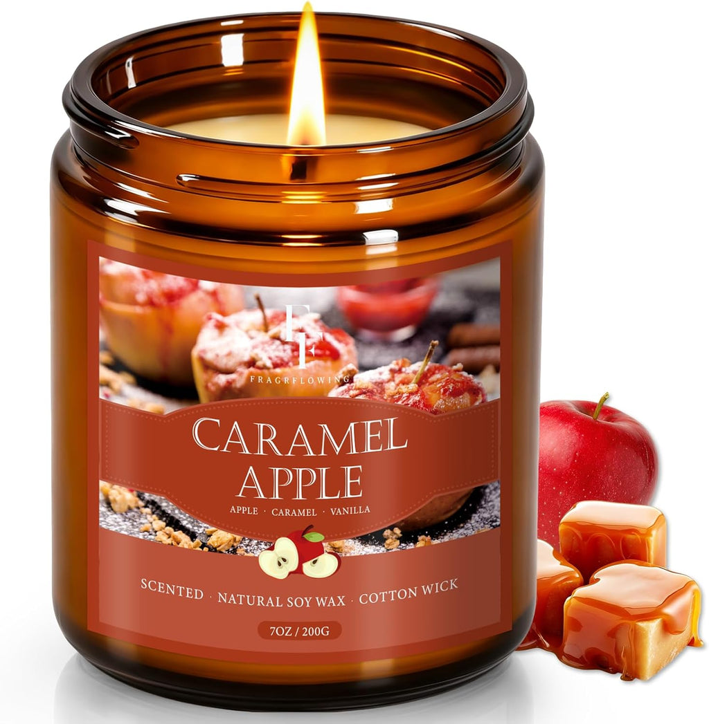 Fall Candles Set, 4 Pack Candles for Home Scented Natural Soy Wax, Autumn Gifts Set for Women Men, Fall Fragrance of Pumpkin/Cinnamon/Vanilla Cupcake/Apple