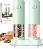 Electric Salt and Pepper Grinder Set Automatic Battery Pepper Mill Shakers Adjustable Coarseness Upgraded Larger Capacity with Led Home and Kitchen Appliances White Elephant Gifts for Women Men
