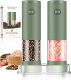 Electric Salt and Pepper Grinder Set Automatic Battery Pepper Mill Shakers Adjustable Coarseness Upgraded Larger Capacity with Led Home and Kitchen Appliances White Elephant Gifts for Women Men