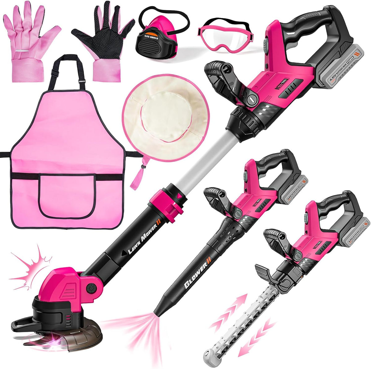 Kids Toy Tool Set, 3-IN-1 Power Garden Lawn Tools with Sounds & Lights, Volume, Toy Weed Wacker, Leaf Blower&Hedge Trimmer, Outdoor Play Toy Tools, Christmas Birthday Gifts for Boy Toys 3 4 5 6 7 8+