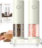 Electric Salt and Pepper Grinder Set Automatic Battery Pepper Mill Shakers Adjustable Coarseness Upgraded Larger Capacity with Led Home and Kitchen Appliances White Elephant Gifts for Women Men