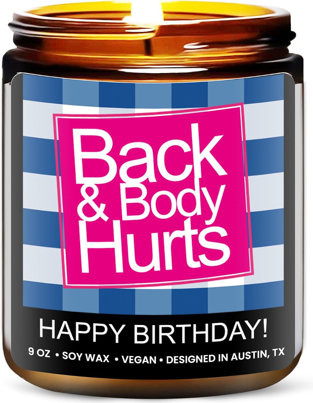 Funny Happy Birthday Candle, Unique Happy Birthday Gifts for Women and Men, Fun Gift Ideas for 30th, 40th, 50th and 60th Birthdays, Back and Body Hurts Candle, Long-Lasting Scent, Gift-Ready