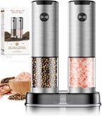 Electric Salt and Pepper Grinder Set Automatic Battery Pepper Mill Shakers Adjustable Coarseness Upgraded Larger Capacity with Led Home and Kitchen Appliances White Elephant Gifts for Women Men