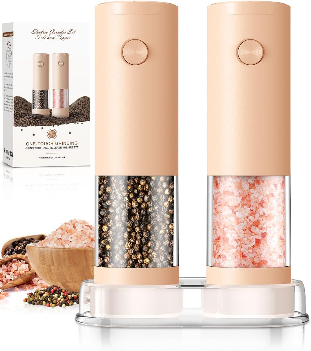 Electric Salt and Pepper Grinder Set Automatic Battery Pepper Mill Shakers Adjustable Coarseness Upgraded Larger Capacity with Led Home and Kitchen Appliances White Elephant Gifts for Women Men
